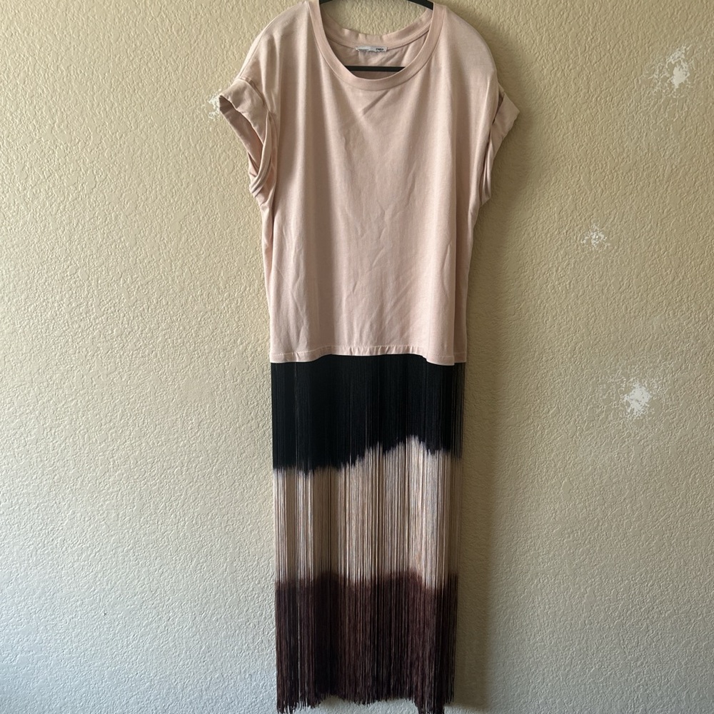 Zara Blush and Brown Fringe Tunic
